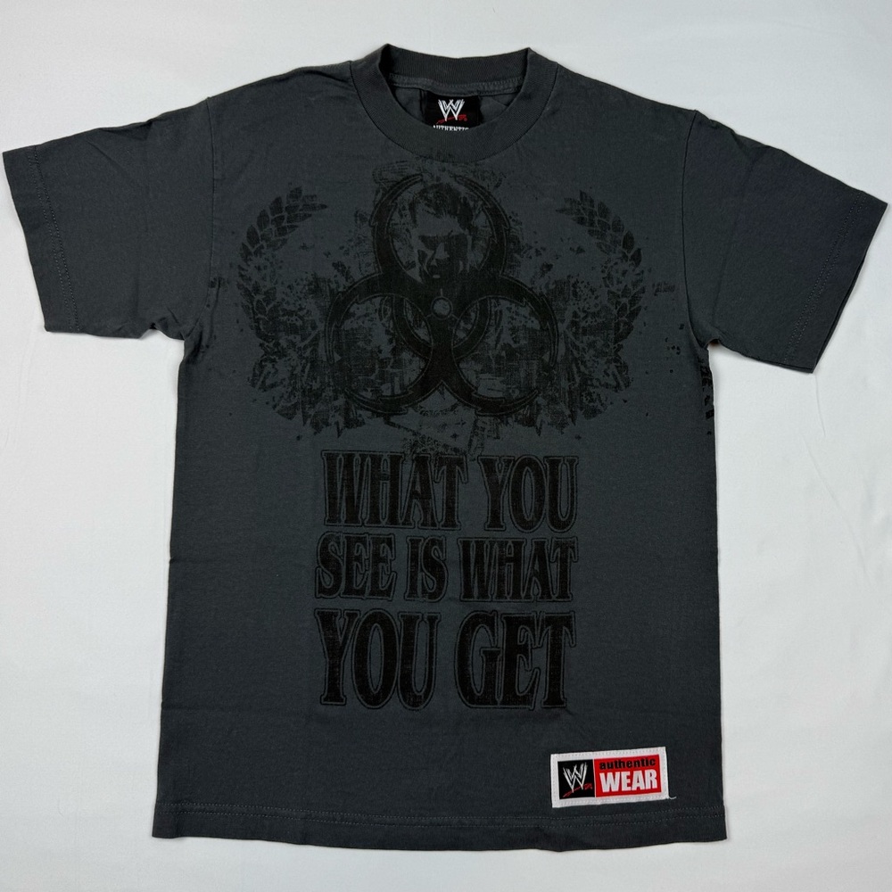 Vtg WWE Bautista Womens T-Shirt Sz Small Y2K Dark Grey Double Sided B8